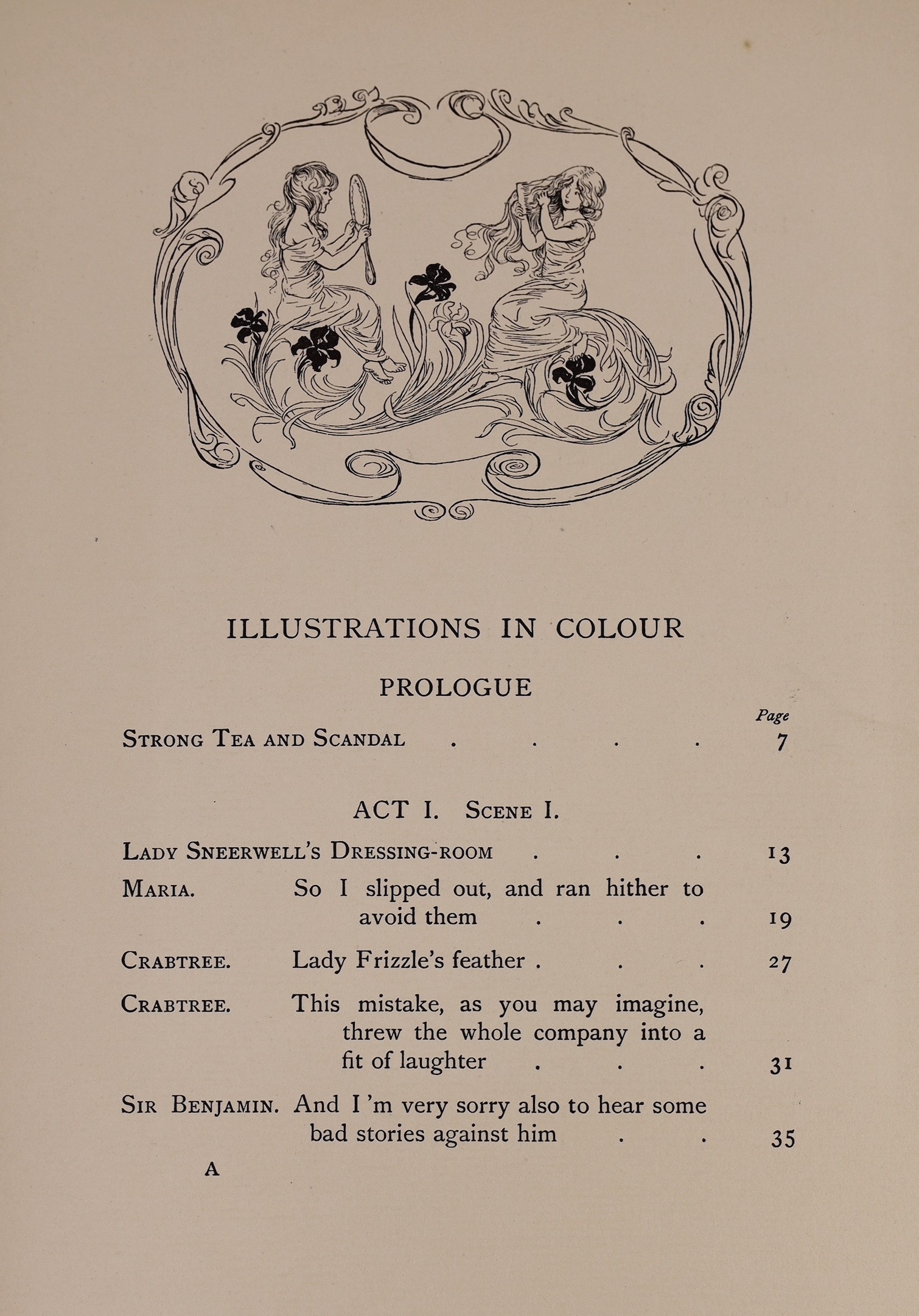 Sheridan, Richard Brinsley - The School for Scandal, one of 350, signed and illustrated by Hugh Thompson, 4to, original vellum gilt, with 25 tipped-in colour plates, endpapers slightly spotted, Hodder and Stoughton, Lond